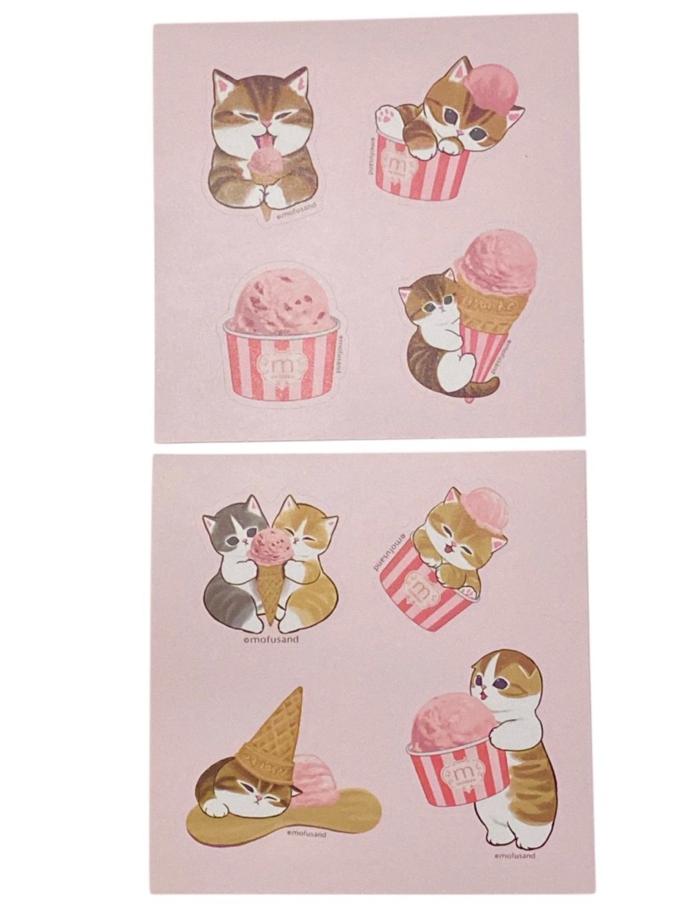 🛍️3/$20🛍️ Pink Mofusand Cat & Ice Cream Sticker Sheet (2pcs)